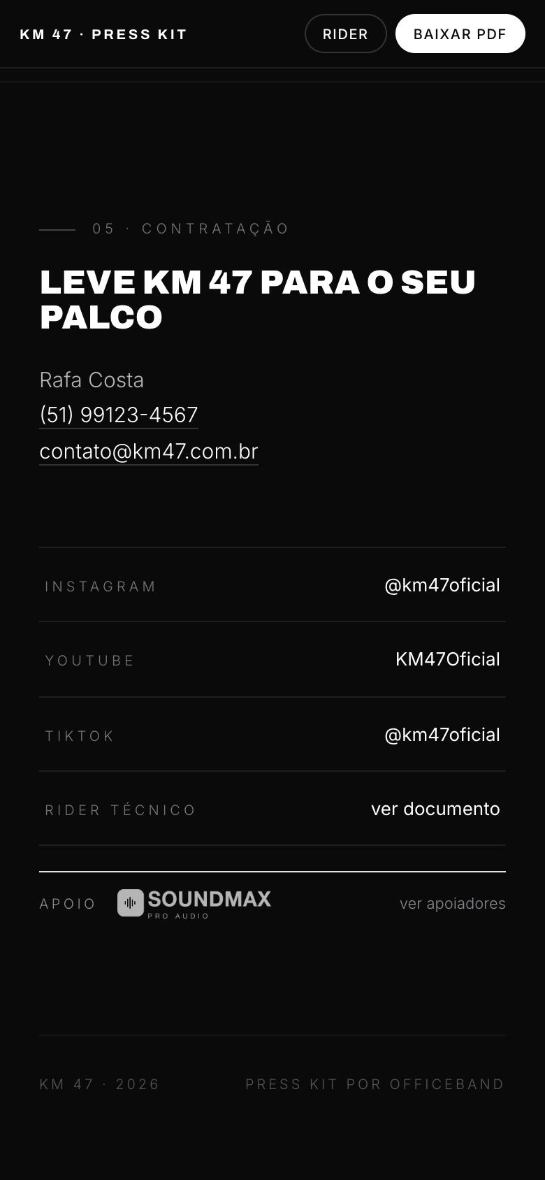 Anúncio no press kit